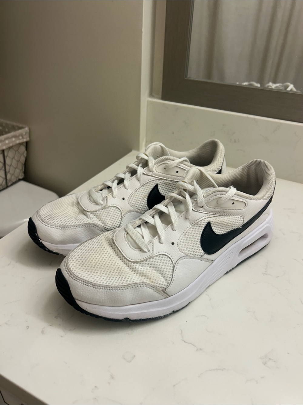 Nike White and Black Men's Air Max-Style Running Sneakers